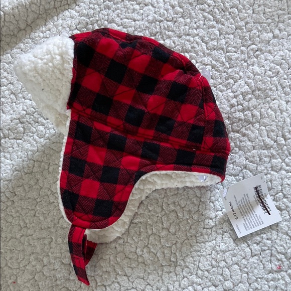 Cozy Red and Black Plaid Kids Hat - Picture 2 of 6